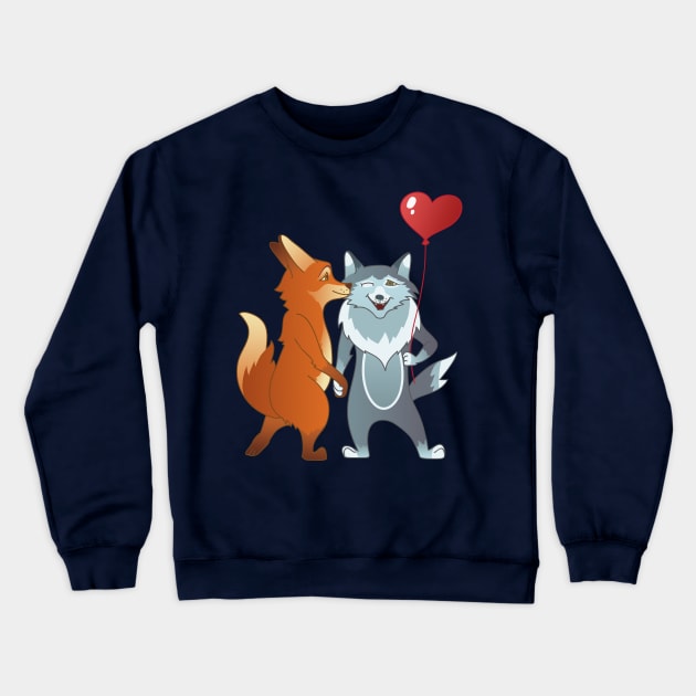 Fox And Wolf Crewneck Sweatshirt by beesants